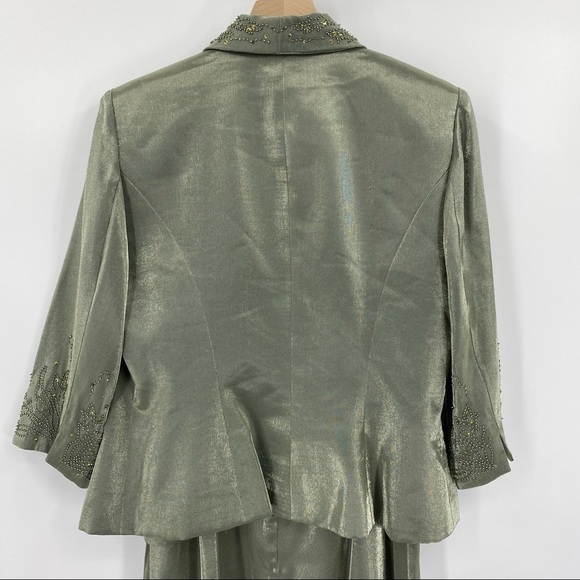 Alex Evenings Beaded Midi Dress Jacket Set Green Size 10 - Picture 10 of 16
